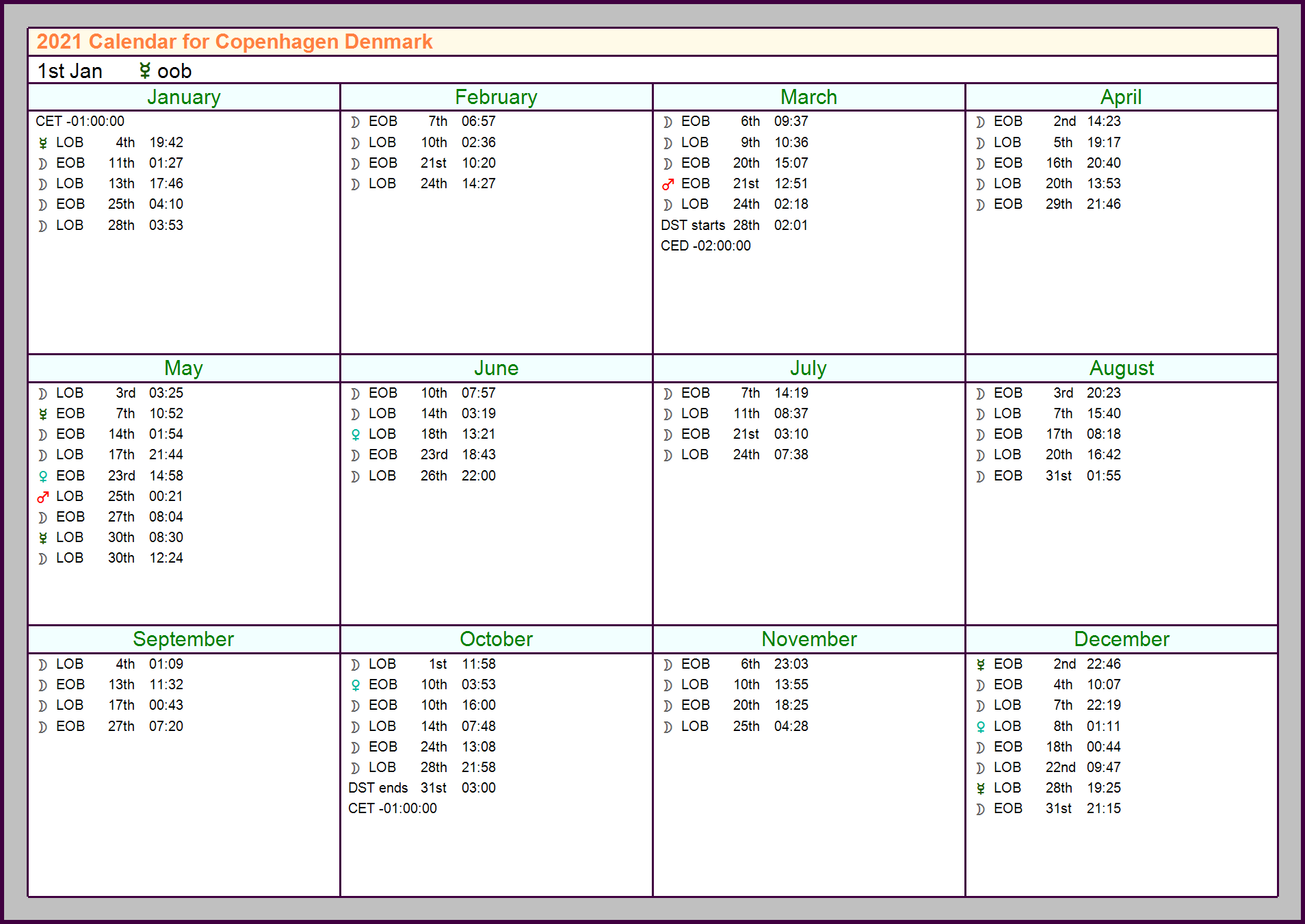 OOB kalender 2021